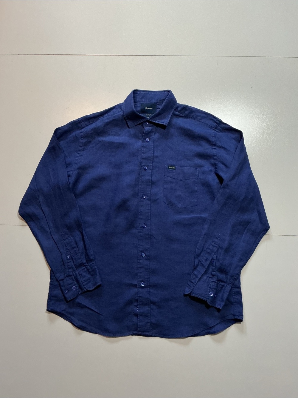 Faconnable Classique Deauville Blue 100% Linen L/S Button Front Shirt